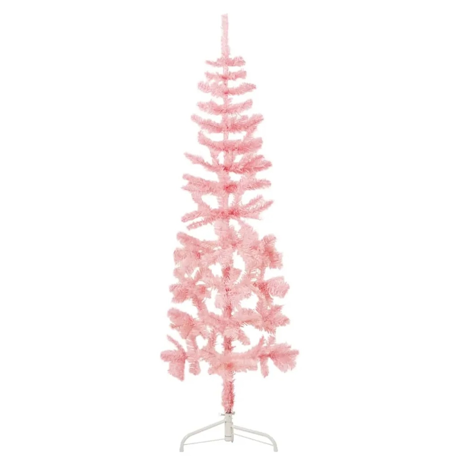 vidaXL Künstlicher Halb-Weihnachtsbaum mit Ständer Schlank Rosa 120 cm