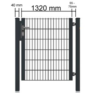 Gartentor für Doppelstabmattenzaun, Halb-Rahmen, Anthrazit, 132x80 cm.