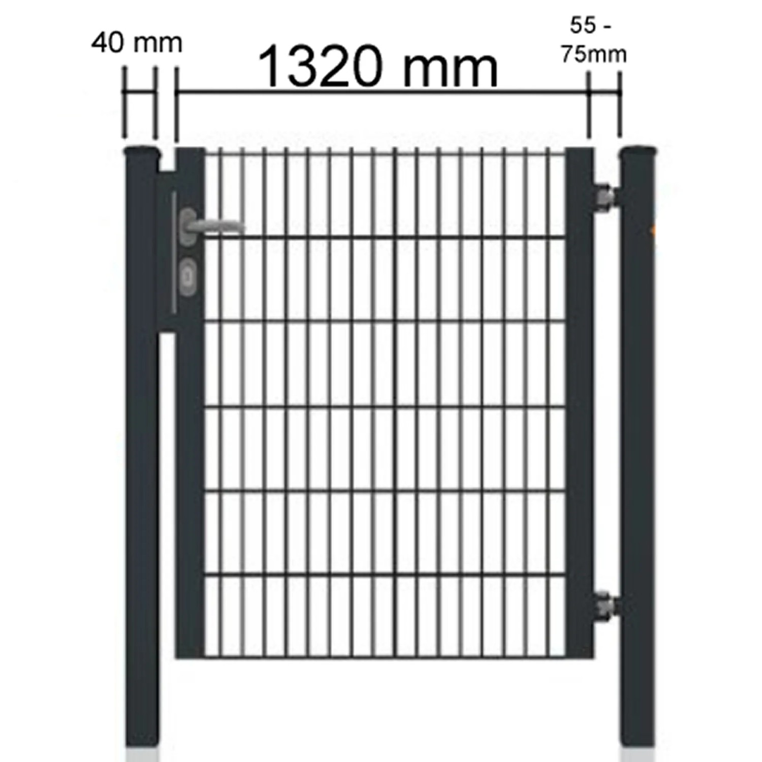 Gartentor für Doppelstabmattenzaun, Halb-Rahmen, Anthrazit, 132x80 cm.