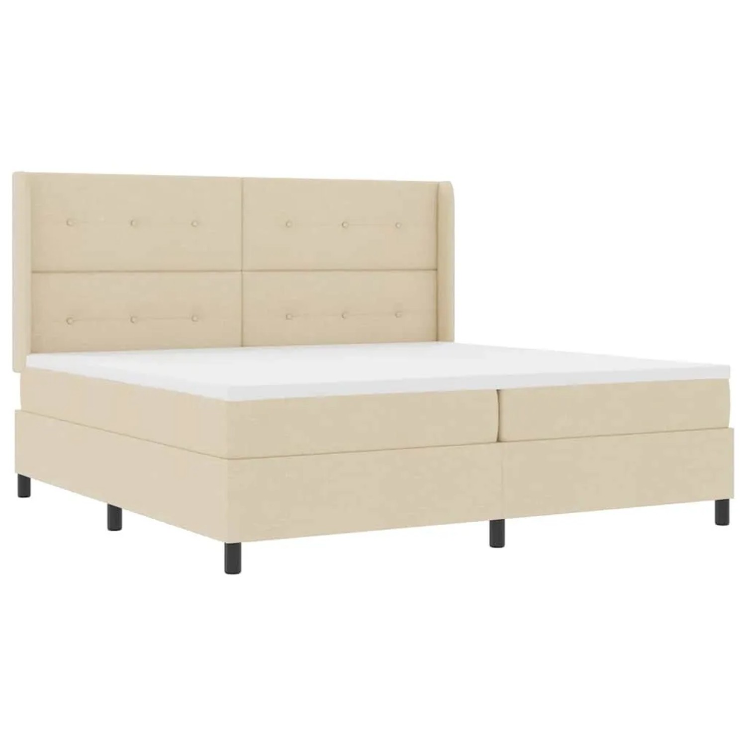 vidaXL LED Boxspringbett mit Matratze Creme 200 x 200 cm Stoff 3343530