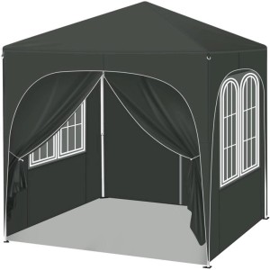 WOLTU Pavillon Faltpavillon 2x2 m Mit 4 Seitenwänden Höhenverstellbar Grau