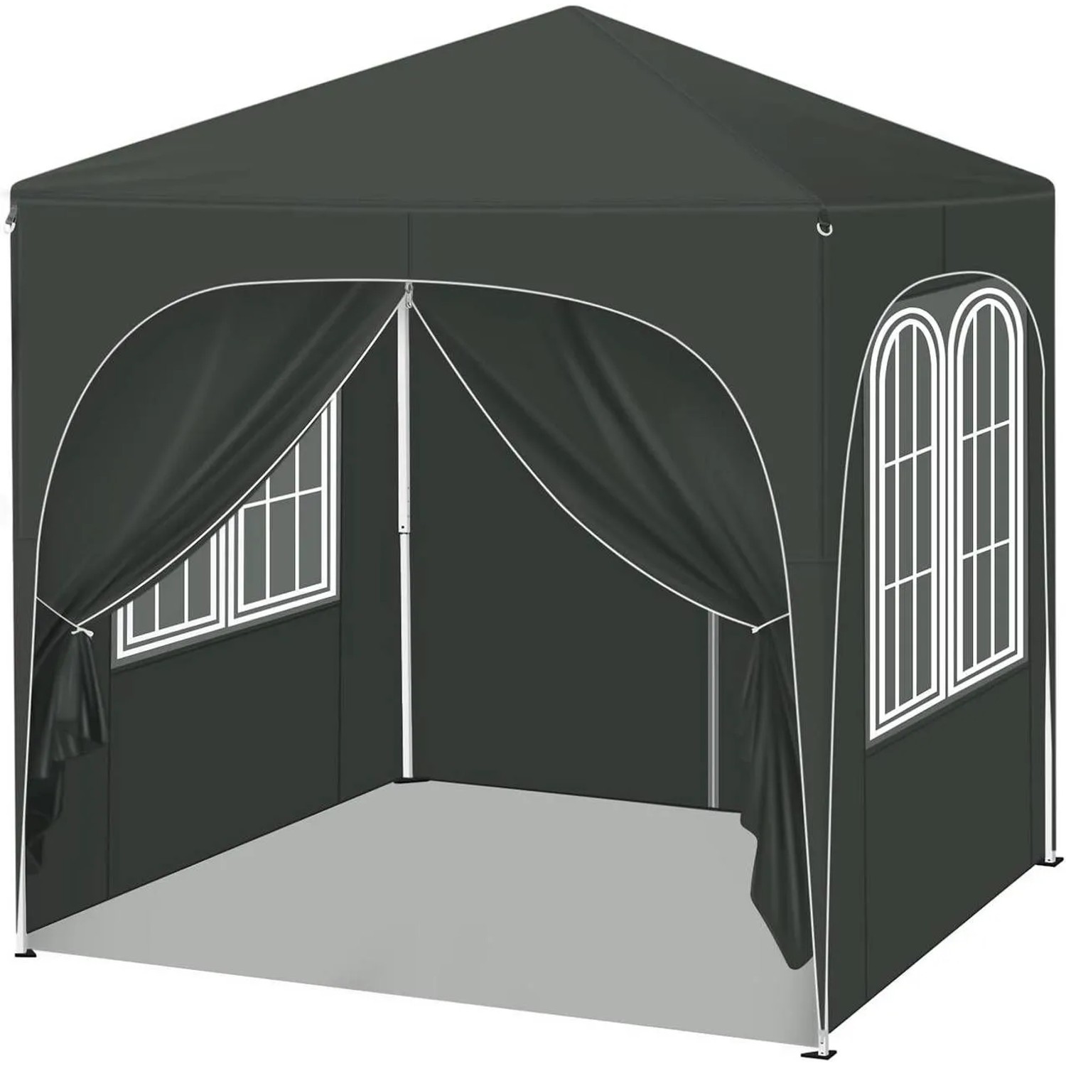 WOLTU Pavillon Faltpavillon 2x2 m Mit 4 Seitenwänden Höhenverstellbar Grau