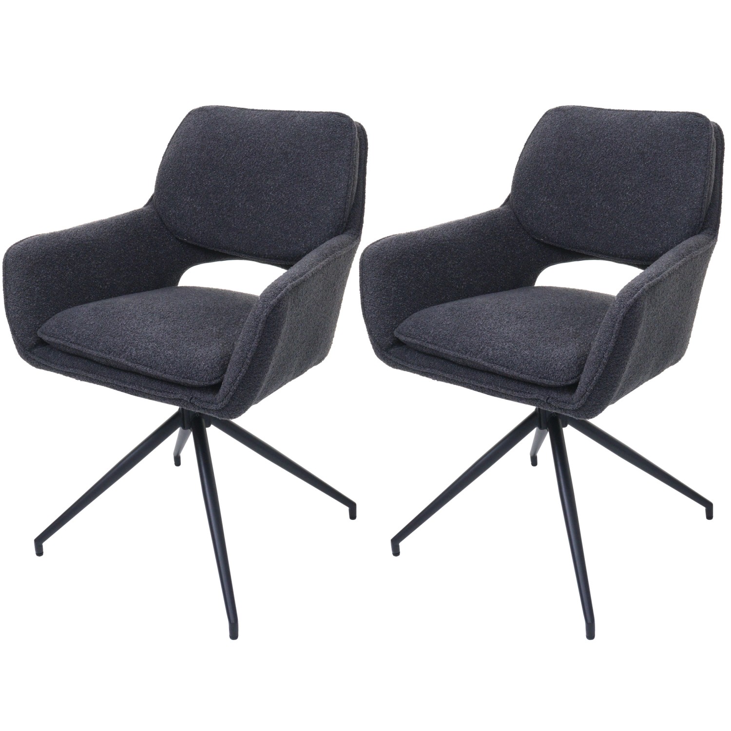 MCW Esszimmerstuhl N74 2er-Set Stoff Boucle 540g/m² Dunkelgrau günstig online kaufen