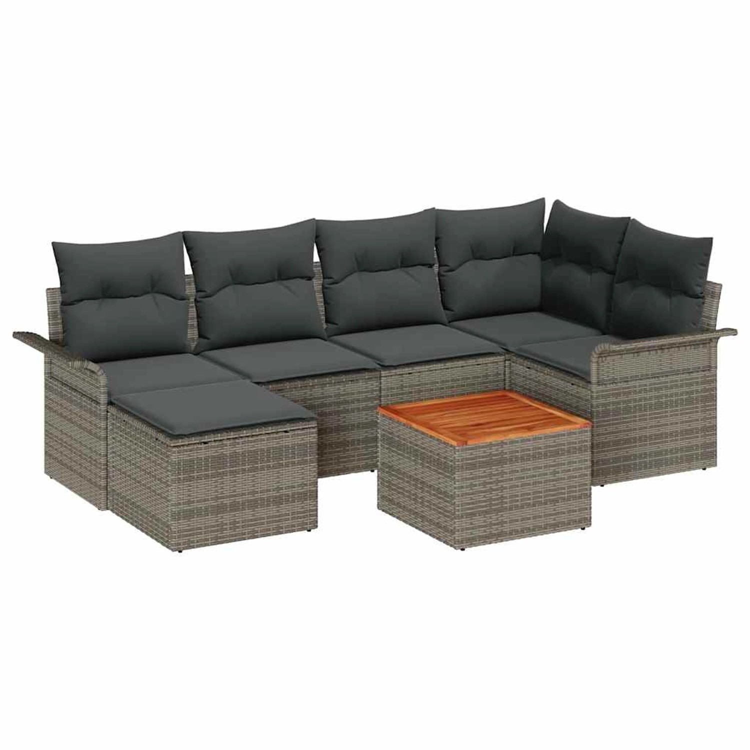 vidaXL Garten-Sofa-Set 7-Tlg Grau Poly Rattan 3347349 günstig online kaufen