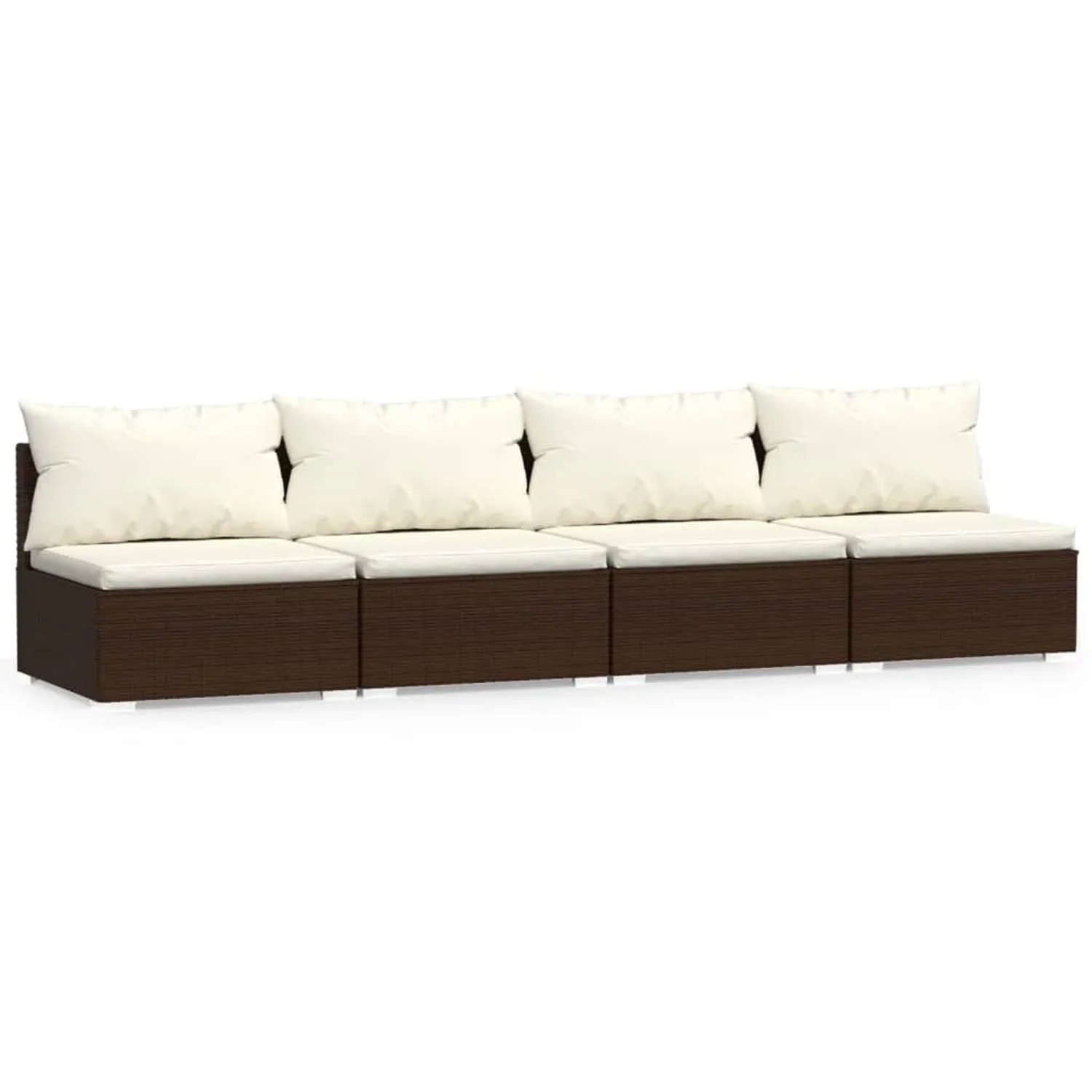vidaXL 4-Sitzer-Sofa mit Kissen Braun Poly Rattan Modell 1