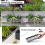 Graue rechteckige Paletten Blumenkästen mit Hängesystem an Europalette. Ideal für Balkon, Garten & Pflanzen.