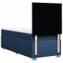Blaues vidaXL Boxspringbett (90x200 cm) mit Matratze und Kopfteil.