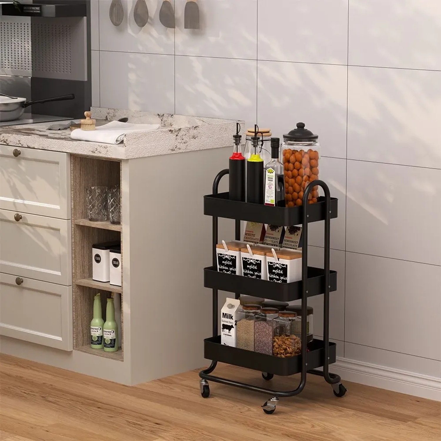 Vicco Servierwagen Tron Schwarz 46 x 79 cm kaufen bei OBI