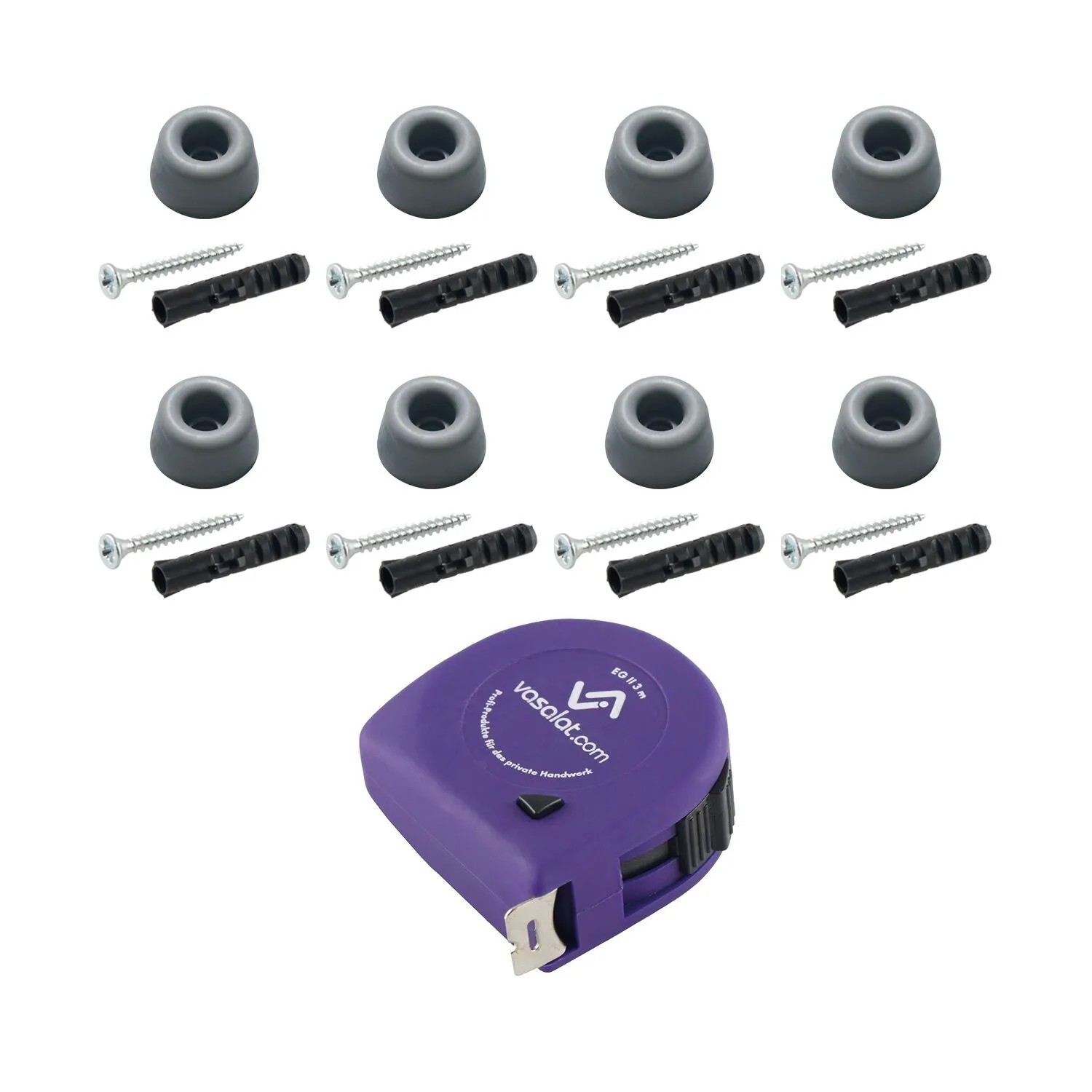 vasalat Set Gummistopper Boden & Wand zum Schrauben Ø 20 mm H 10 mm Grau