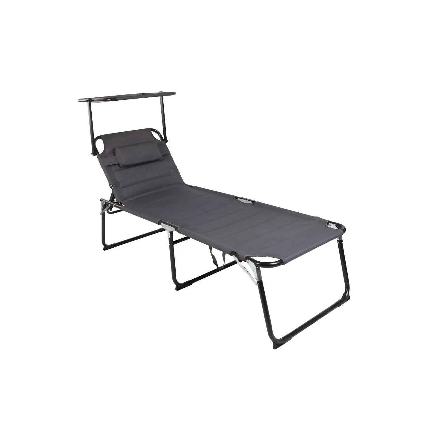 Lex XXL Aluminium Gartenliege Sonnenliege Gepolstert mit Kopfkissen Sonnendach 200cm Anthrazit