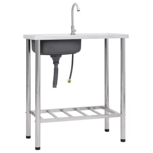 vidaXL Camping-Spüle mit Wasserhahn Edelstahl 151213