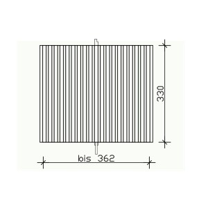 Schematische Ansicht der Skan Holz Rückwand Deckelschalung für Carports, Fichte anthrazit, 362x330 cm.