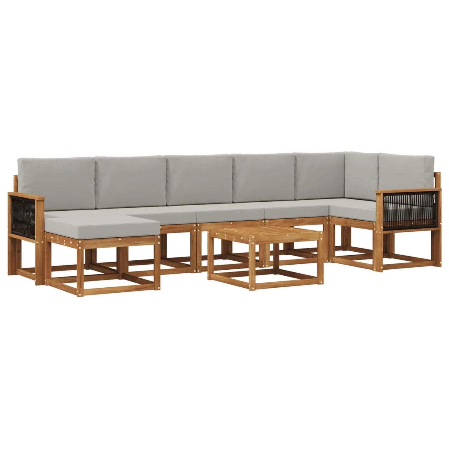 vidaXL Outdoor-Sofagarnitur 8 Stk Natur und Hellgrau Polyester 3385412