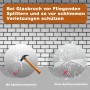 Aica Spiegel: Vergleich mit/ohne Splitterschutzfolie nach Hammerschlag.
