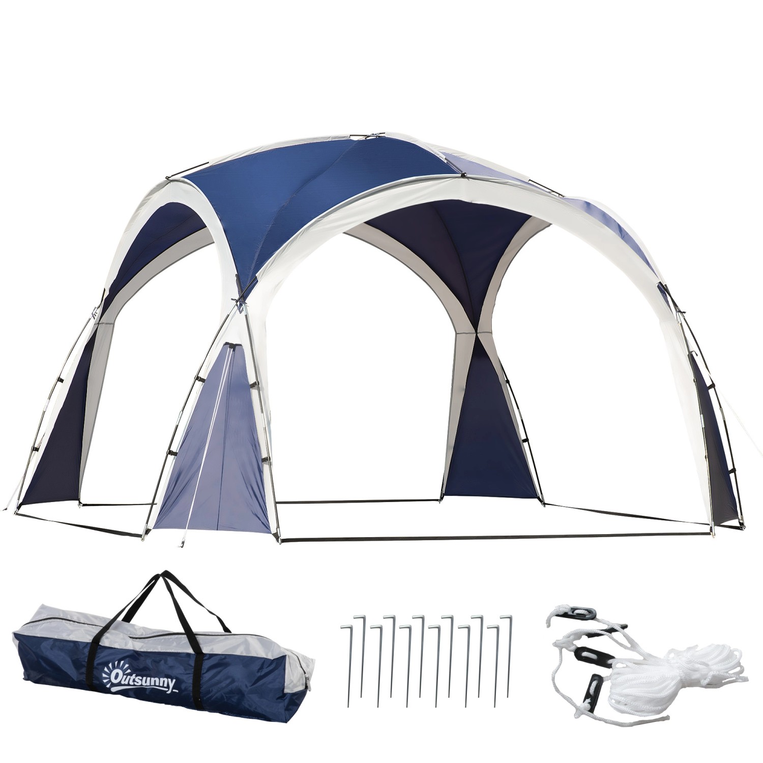 Outsunny Event Pavillon Polyester Fiberglas Blau 350L x 350B x 222H cm günstig online kaufen