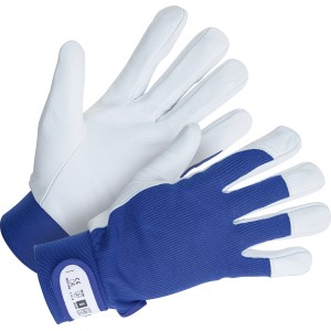 LUX Arbeitshandschuh Teilleder Gr. 10, blau/weiß, für Heimwerker & Gartenarbeiten.