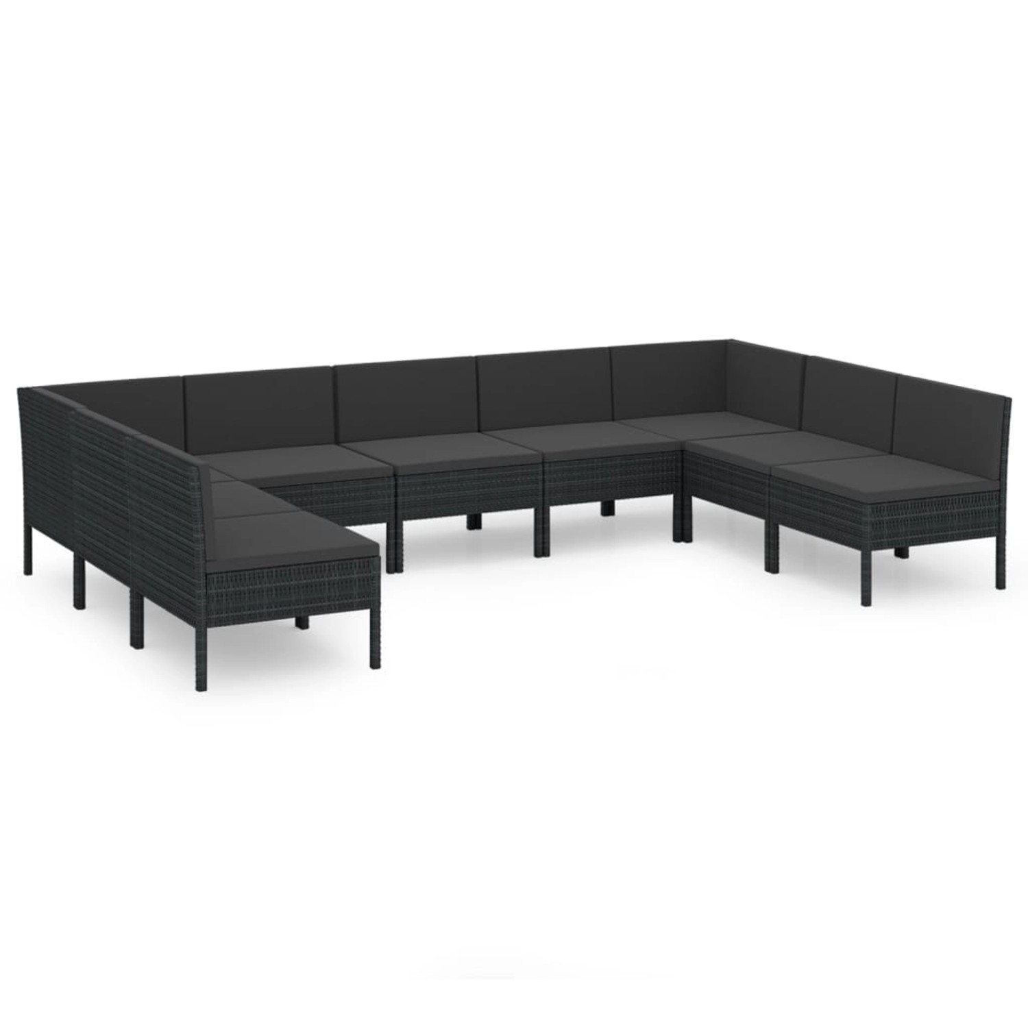 vidaXL 9-tlg Garten-Lounge-Set mit Auflagen Poly Rattan Schwarz Modell 25