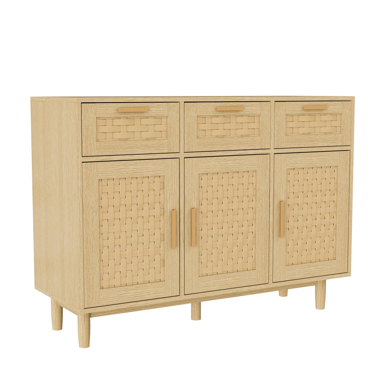 PXloue Buffetschrank Sideboard aus Massivholz mit Schubladen 108x40x80cm