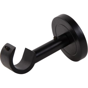 Schwarze Deckenhalterung (50x50x80 mm) für Gardinenstangen, zur Befestigung an der Decke.