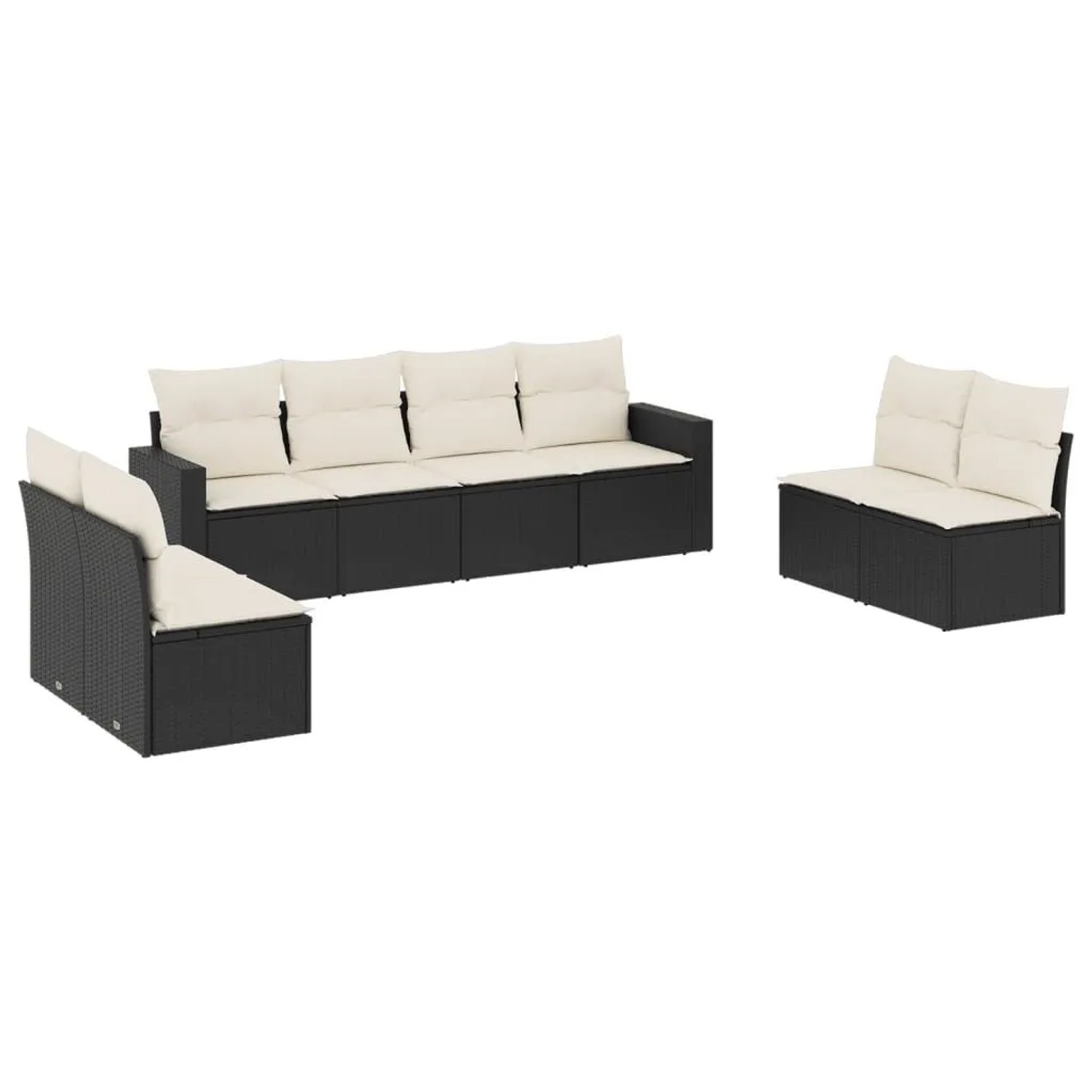 vidaXL 8-Tlg Garten-Sofagarnitur mit Kissen Schwarz Poly Rattan 3251183 günstig online kaufen