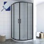 Aquabatos Viertelkreis-Duschkabine, schwarzmatt, mit klarem ESG Sicherheitsglas und Schiebetüren. Moderne Runddusche für Ihr Bad.