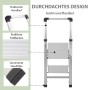 TRUTZHOLM Alu Trittleiter, 2 Stufen, Handlauf, silber. Klappbare Leiter mit Anti-Rutsch-Trittflächen.