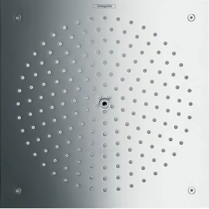 Quadratische Hansgrohe Raindance 260 Kopfbrause in Chrom mit vielen Düsen.
