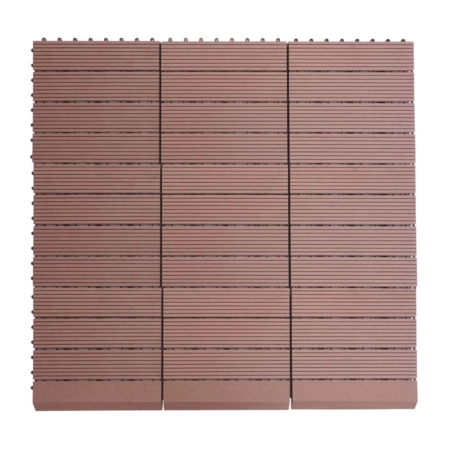 WPC Bodenfliesen Sarthe in Holzoptik, Coffee Linear, für Balkon und Terrasse, 30x30 cm.