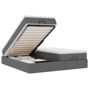 vidaXL Ottoman-Bett mit Matratzen Dunkelgrau 200x200 cm Stoff 3311249