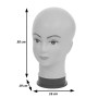 Heller weiblicher Mannequin-Kopf mit geschminktem Gesicht und schwarzem Standfuß, 30 cm hoch, für Perücken & Accessoires.