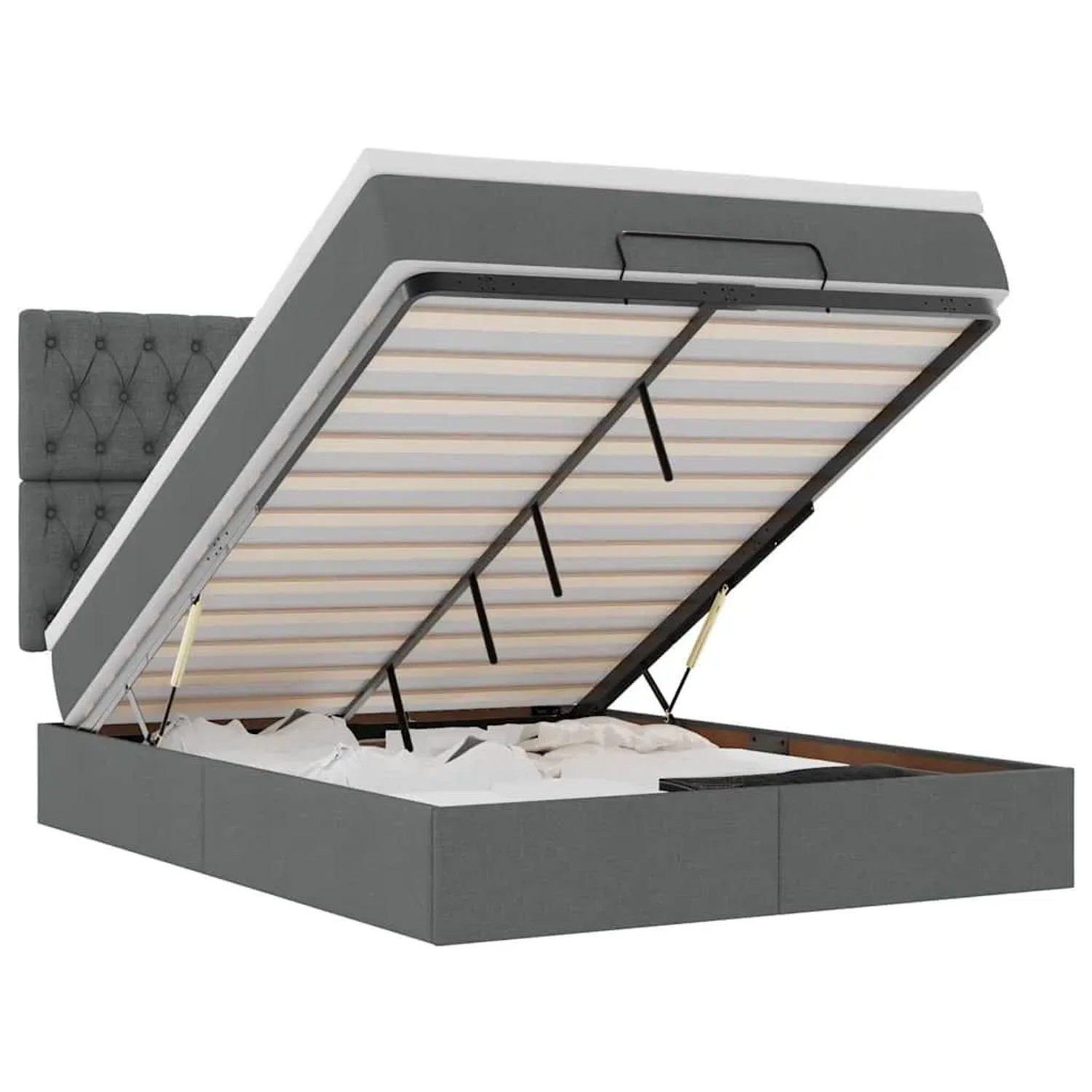 Thumbnail - vidaXL Ottoman-Bett mit Matratze Dunkelgrau 140x190 cm Stoff 3313238