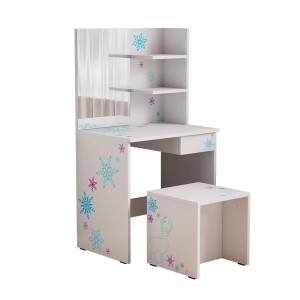 Weißer Vicco Schminktisch Schneeflocke (55 cm) mit Hocker, ideal für Mädchenzimmer.