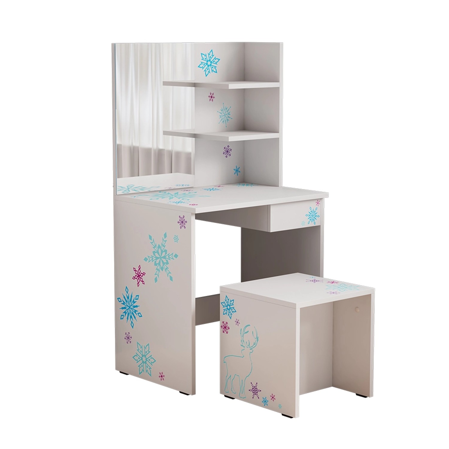Vicco Schminktisch Schneeflocke Weiß 55 cm mit Hocker günstig online kaufen