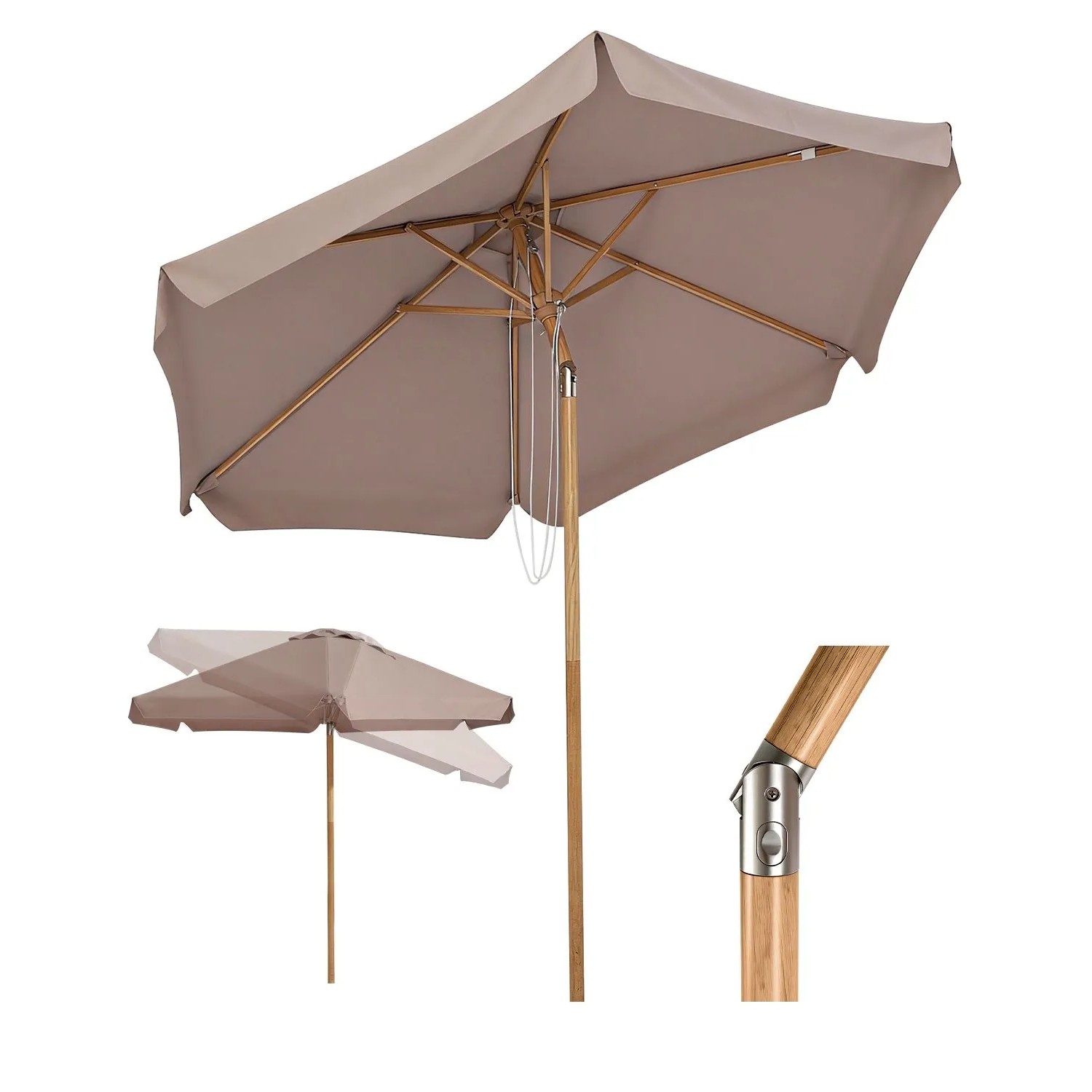 Sekey Sonnenschirm 200 cm Holzoptik Knickbar UV Schutz 50 Balkonschirm Garten Terrasse