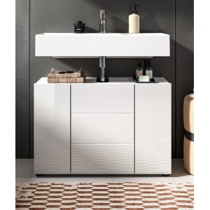 Inn.Furn Waschbeckenunterschrank Weiß Hochglanz 80 cm Larik