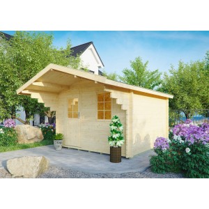 Kiehn-Holz Gartenhaus KH 44-006 Unberührt, 300x300 cm, aus unbehandeltem Holz mit Dachüberstand.
