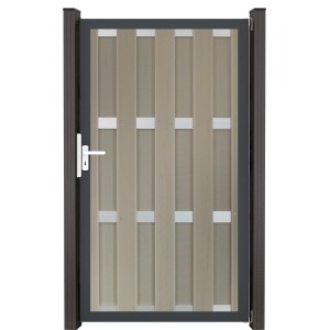 GroJa Fertigzaun-Torpfosten zum Aufdübeln, 190 cm, Bi-Color Sand. Zubehör für Zaunbau.