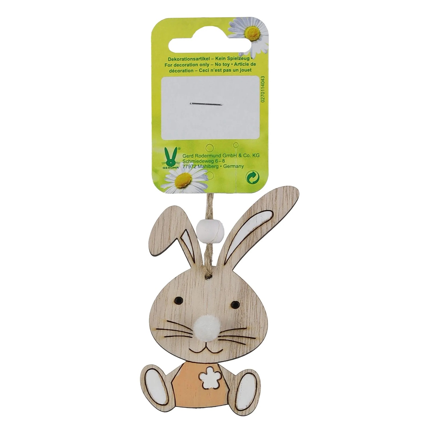 Osterdeko Hase zum Hängen aus Holz 8,5 cm Natur