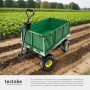 Grüner Tectake Bollerwagen mit klappbaren Seitenwänden und Luftreifen vor Feld.