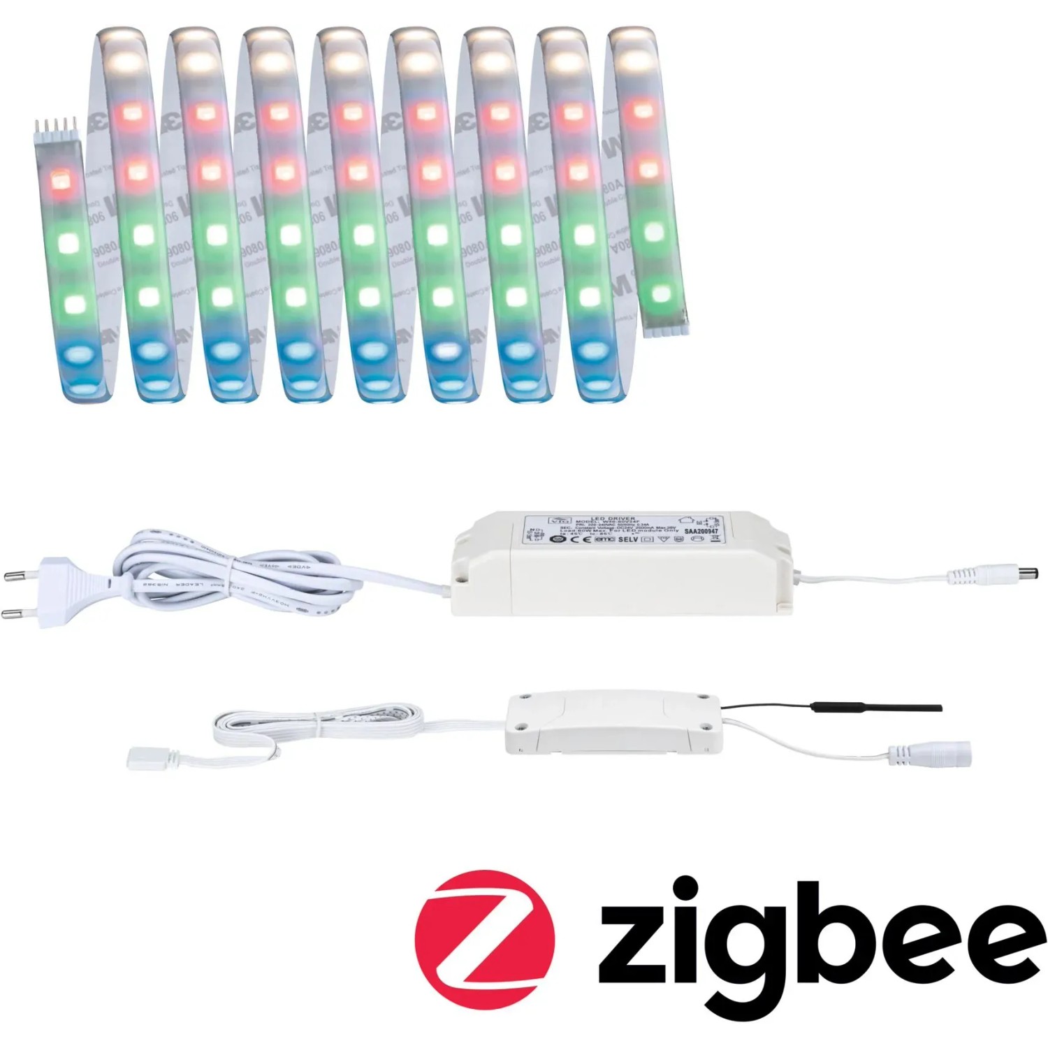 Paulmann MaxLED 500 RGBW LED-Streifen 3m mit Zigbee-Steuerung und Zubehör.