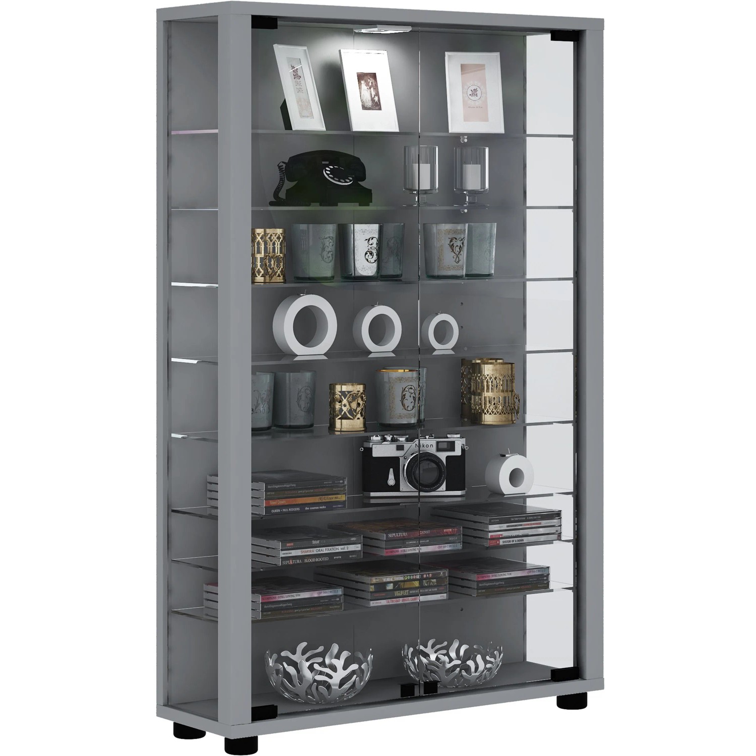 VCM Standvitrine Lumo Silber