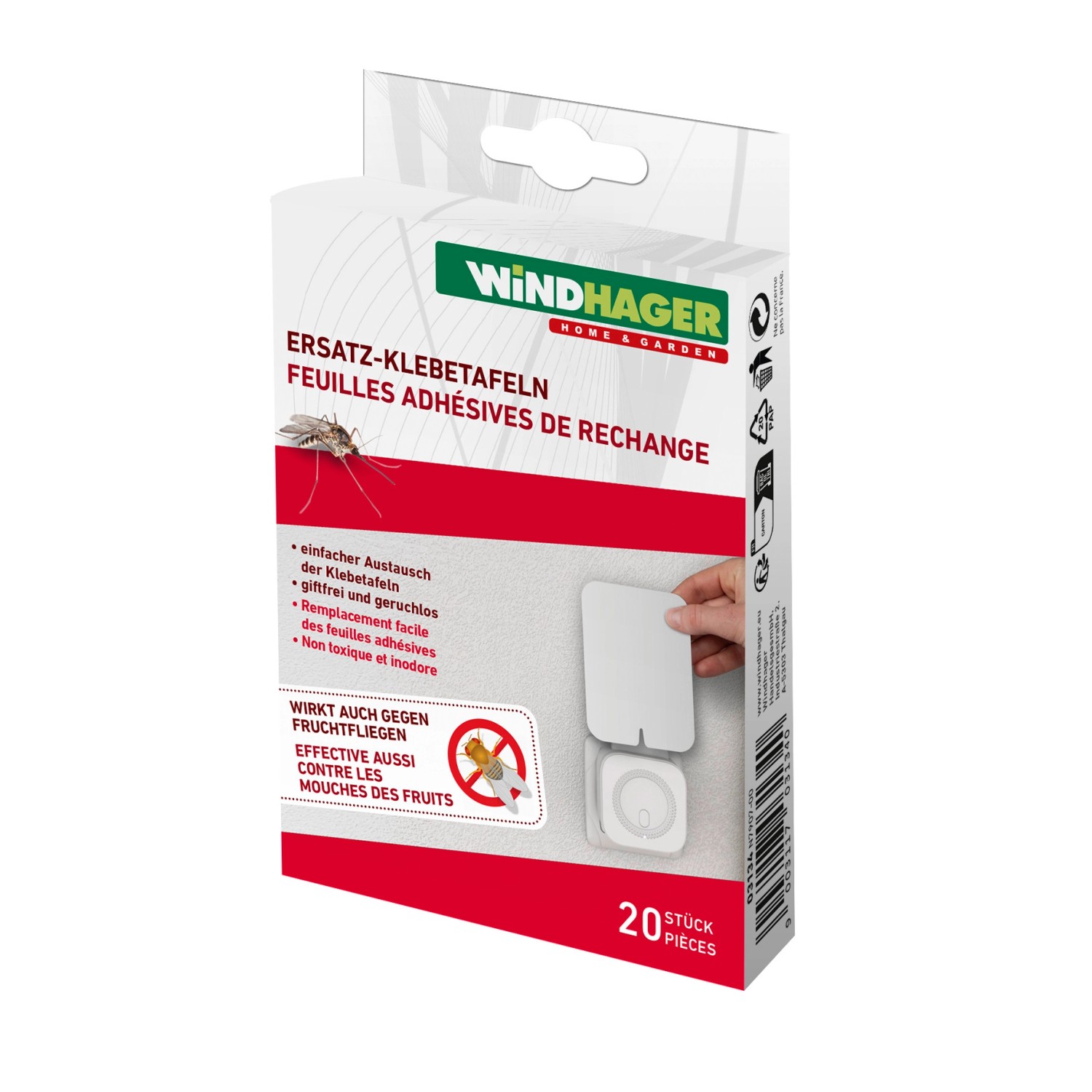 Windhager Ersatz-Klebetafeln, 20 Stück, zur Insektenbekämpfung. Hygienisch und geruchlos.