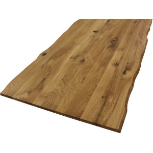 Geölte Wildeiche Massivholz Tischplatte mit Baumkante, 180x80 cm, FSC® zertifiziert.