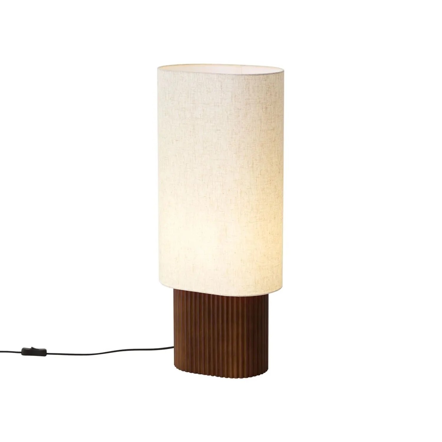 QAZQA Japandi Stehleuchte Nussbaum mit STOffschirm 70 cm Lamel