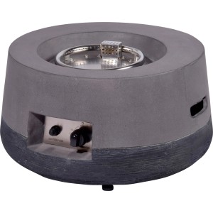 Graue Dobar Outdoor-Feuerschale Calido (Ø 60 cm) mit Gasflamme und Lavasteinen.