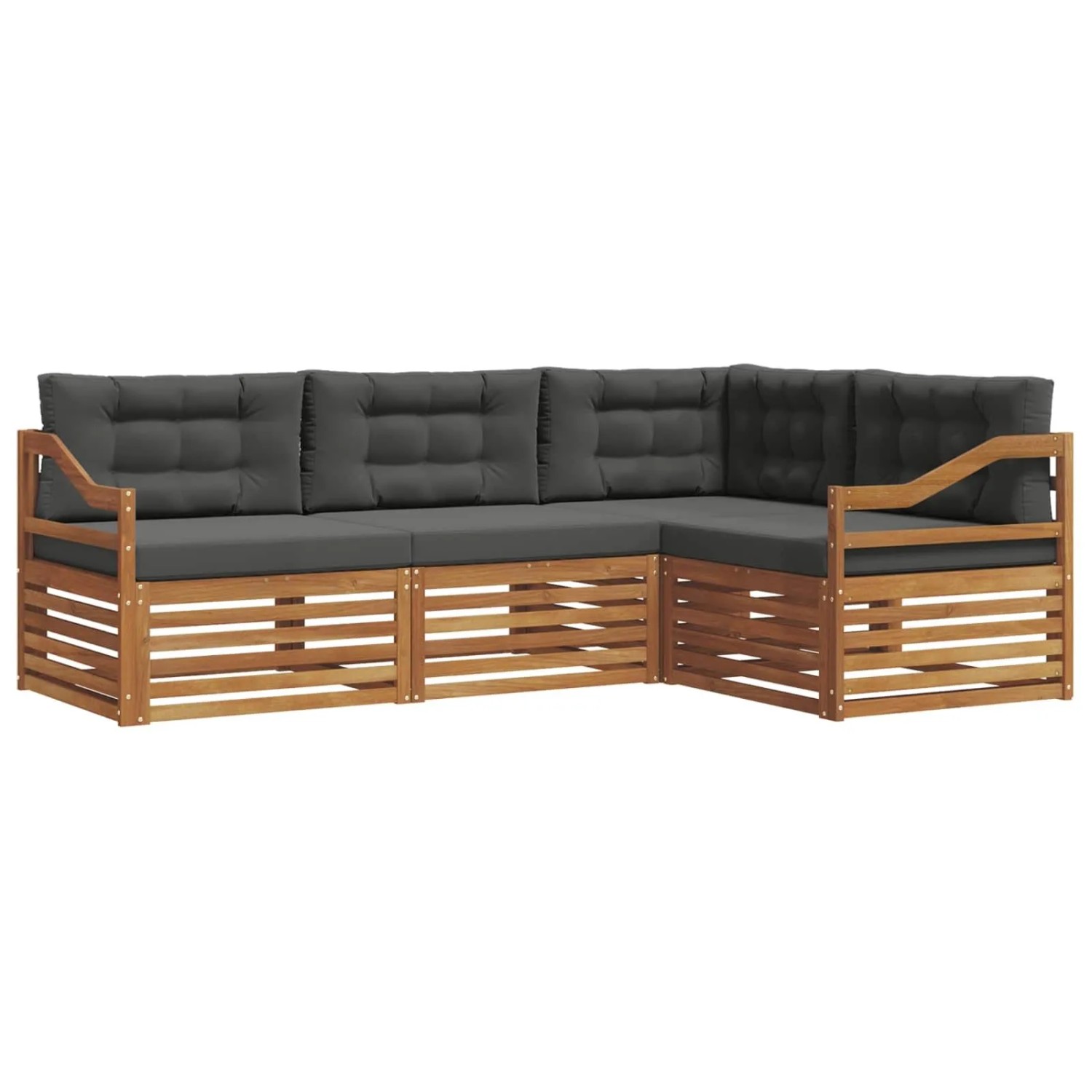 vidaXL Outdoor-Sofagarnitur mit Kissen 4-Tlg Natur und Anthrazit 3373397