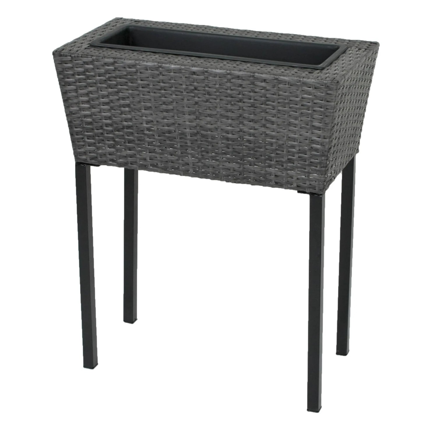 DELUKE Hochbeet BOLOGN 2er Set Dunkelgrau Kunststoff Metall-Hochbeet für Garten Balkon-Beet Gemüsebeet Kräuterbeet