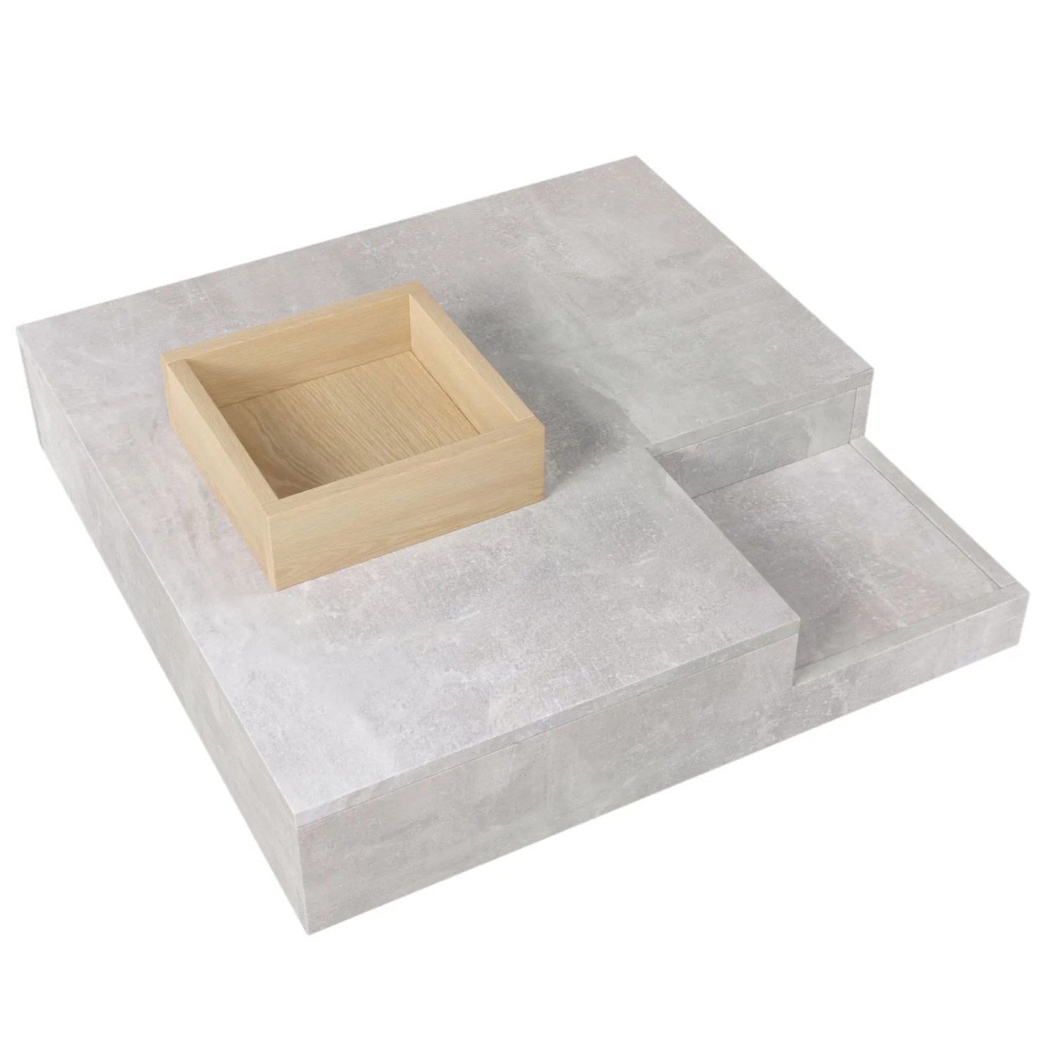 Couchtisch  72x72x30 cm Wohnzimmertisch  mit Abnehmbarer Aufbewahrungsbox Betongrau