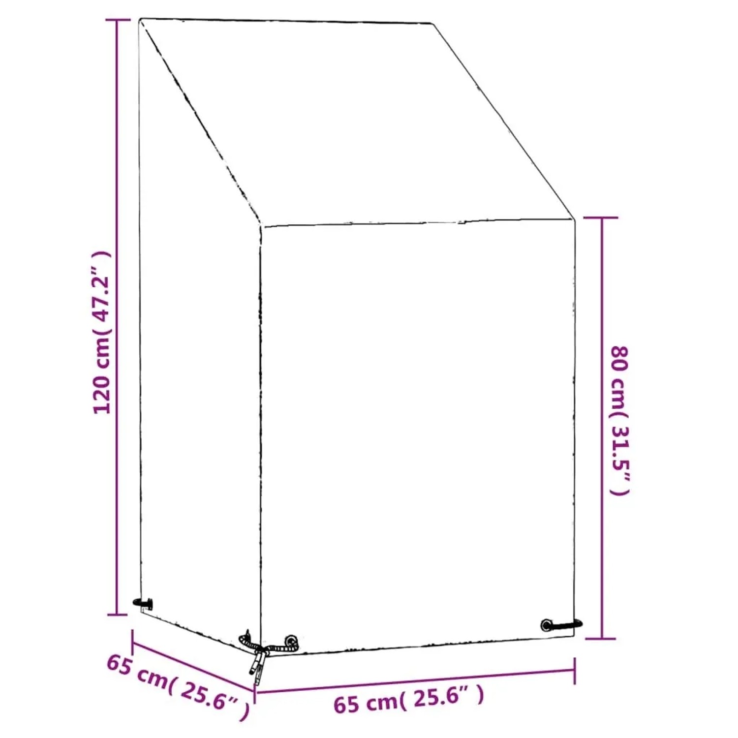vidaXL Gartenstuhl-Abdeckung, schwarz, PE, 65x65x80/120 cm, mit Ösen. Schutzhülle für Stühle.