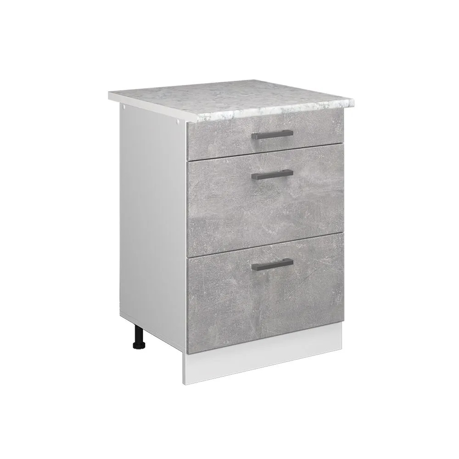 Vicco Küchenunterschrank R-Line Beton Weiß 60 cm mit Schubladen AP Marmor